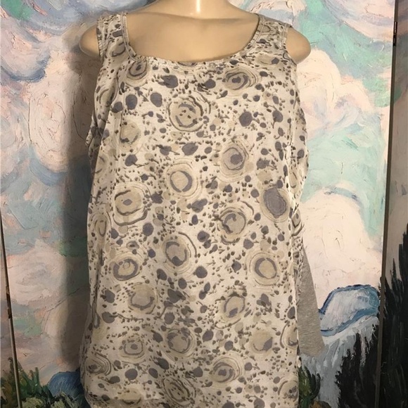 Coldwater Creek Gray Overlay Ruched Tunic Tank Top - Picture 1 of 6